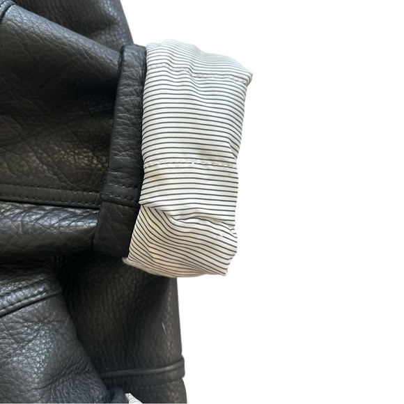 Wilsons Alan Black Leather Grunge Motorcycle Jacket With Removable Hood Size L - Picture 8 of 15